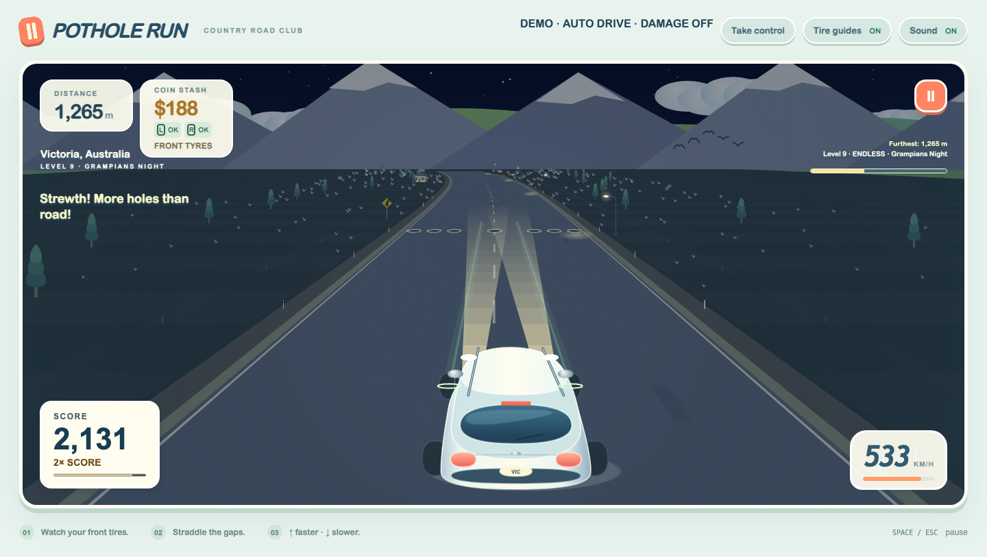 Grampians Night stage with headlights illuminating a dark mountain road